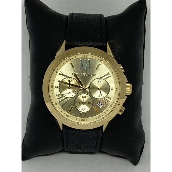 Michael Kors MK5777 Women's Black Leather Analog Dial Quartz Wrist Watch HK1056 - Picture 1 of 12